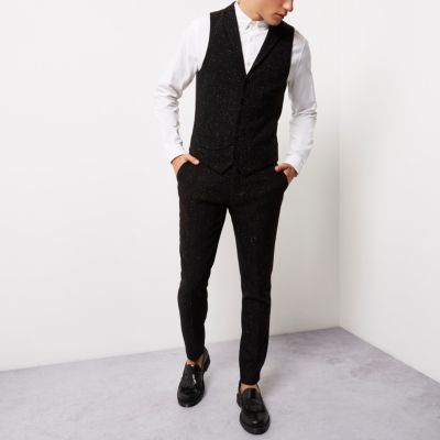 Black flecked skinny fit trousers